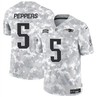 Men's New England Patriots #5 Jabrill Peppers 2024 F.U.S.E Arctic Camo Salute To Service Limited Stitched Jersey