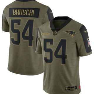 Men's New England Patriots #54 Tedy Bruschi 2021 Olive Salute To Service Limited Stitched