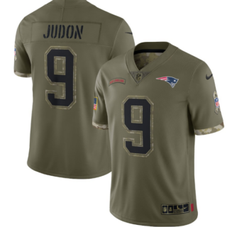 Men's New England Patriots #9 Matt Judon Olive 2022 Salute To Service Limited Stitched Jersey