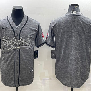 Men's New England Patriots Blank Grey With Patch Cool Base Stitched Baseball Jersey