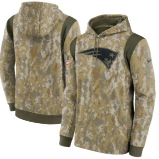 Men's New England Patriots Camo 2021 Salute To Service Therma Performance Pullover Hoodie