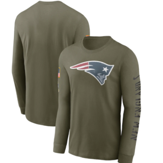 Men's New England Patriots Olive 2022 Salute To Service Long Sleeve T-Shirt