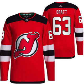 Men's New Jersey Devils #63 Jesper Bratt Red Stitched Jersey
