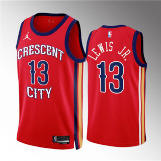 Men's New Orleans Pelicans #13 Kira Lewis Jr. Red 2022 23 Statement Edition Stitched Basketball Jersey