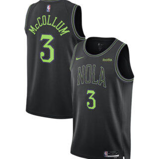 Men's New Orleans Pelicans #3 C.J. McCollum Black City Edition Stitched Basketball Jersey