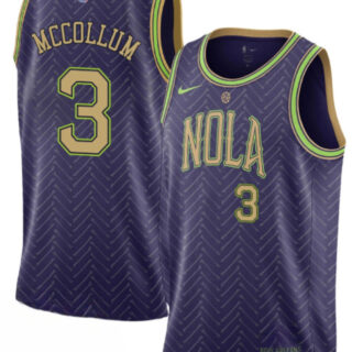 Men's New Orleans Pelicans #3 CJ McCollum Purple 2024-25 City Ediiton Stitched Basketball Jersey