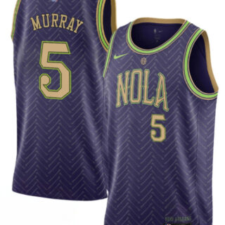 Men's New Orleans Pelicans #5 Dejounte Murray Purple 2024-25 City Ediiton Stitched Basketball Jersey