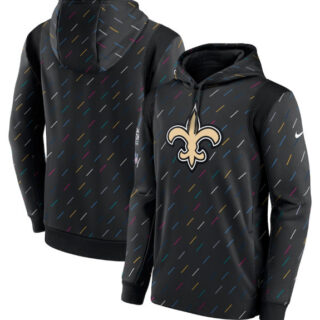 Men's New Orleans Saints 2021 Charcoal Crucial Catch Therma Pullover Hoodie
