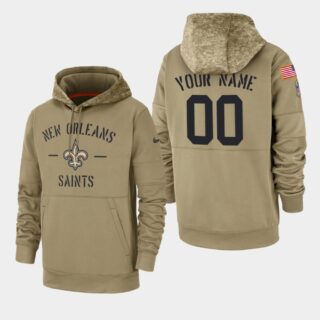 Men's New Orleans Saints #00 Custom 2019 Salute to Service Sideline Therma Hoodie - Tan