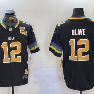 Men's New Orleans Saints #12 Chris Olave Black 2024 F.U.S.E. Vapor Limited Stitched Jerseys