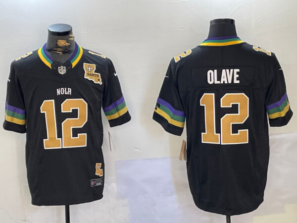 Men's New Orleans Saints #12 Chris Olave Black 2024 F.U.S.E. Vapor Limited Stitched Jerseys