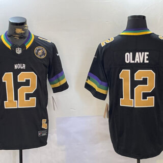 Men's New Orleans Saints #12 Chris Olave Black 2024 F.U.S.E. Vapor Limited Stitched Jerseys