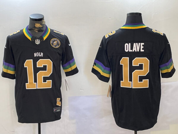 Men's New Orleans Saints #12 Chris Olave Black 2024 F.U.S.E. Vapor Limited Stitched Jerseys