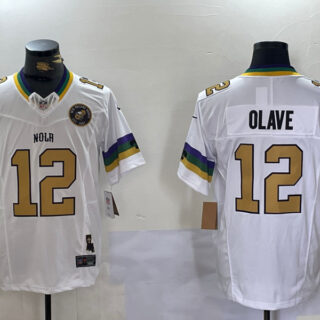 Men's New Orleans Saints #12 Chris Olave BlackWhite 1987 Legacy Cool Base Stitched Baseball Jerseys