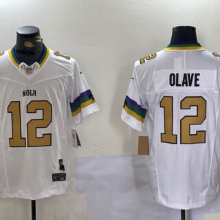 Men's New Orleans Saints #12 Chris Olave BlackWhite 1987 Legacy Cool Base Stitched Baseball Jersey
