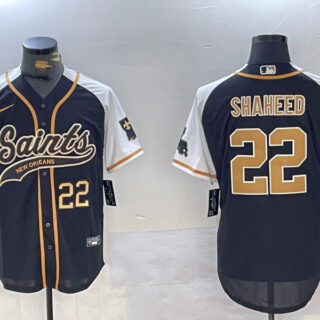 Men's New Orleans Saints #22 Rashid Shaheed BlackWhite 1987 Legacy Cool Base Stitched Baseball Jersey