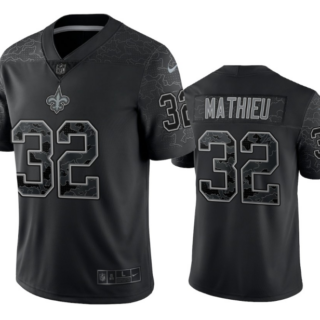 Men's New Orleans Saints #32 Tyrann Mathieu Black Reflective Limited Stitched Football Jersey