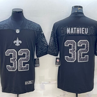 Men's New Orleans Saints #32 Tyrann Mathieu Black Reflective Limited Stitched Football Jersey