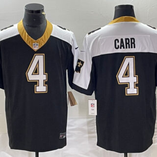 Men's New Orleans Saints #4 Derek Carr Black White 2023 F.U.S.E. 1987 Legacy Vapor Stitched Jersey