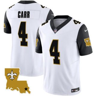 Men's New Orleans Saints #4 Derek Carr White Black 2023 F.U.S.E. 1987 Legacy Vapor Stitched Jersey