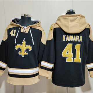 Men's New Orleans Saints #41 Alvin Kamara Black Ageless Must-Have Lace-Up Pullover Hoodie