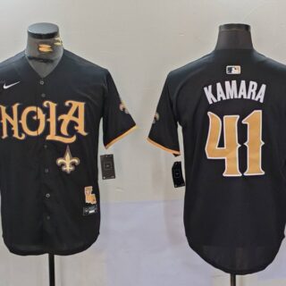Men's New Orleans Saints #41 Alvin Kamara Black Cool Base Stitched Baseball Jerseys