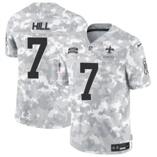 Men's New Orleans Saints #7 Taysom Hill 2024 F.U.S.E Arctic Camo Salute To Service Limited Stitched Football Jersey