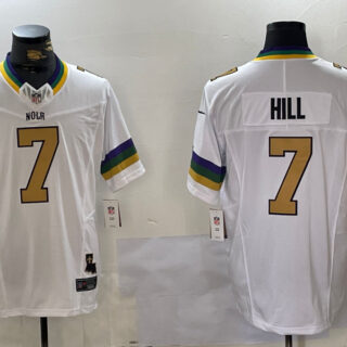 Men's New Orleans Saints #7 Taysom Hill White 2024 F.U.S.E. Vapor Limited Stitched Jerseys