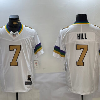 Men's New Orleans Saints #7 Taysom Hill White Vapor Limited Stitched Football Jerseys