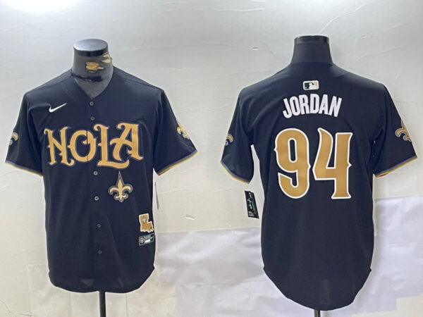 Men's New Orleans Saints #94 Cameron Jordan Black Cool Base Stitched Baseball Jerseys