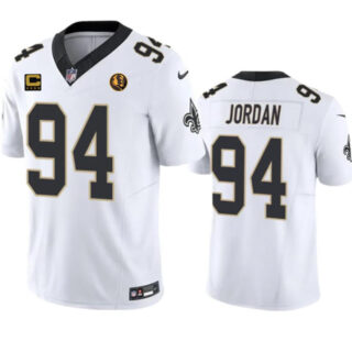 Men's New Orleans Saints #94 Cameron Jordan White 2023 F.U.S.E. With 4-Star C Patch And John Madden Patch Vapor Limited Stitched Football Jersey