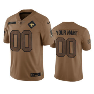 Men's New Orleans Saints Active Player Custom 2023 Brown Salute To Setvice Limited Stitched Football Jersey