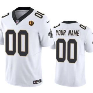Men's New Orleans Saints Active Player Custom White 2023 F.U.S.E. With John Madden Patch Vapor Limited Stitched Football Jersey