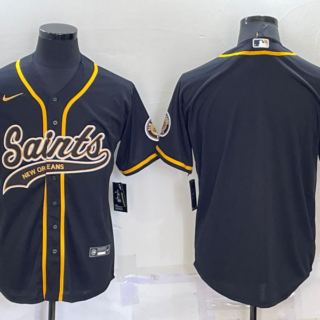 Men's New Orleans Saints Blank Black Cool Base Stitched Baseball Jersey