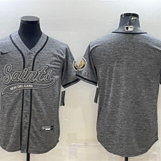 Men's New Orleans Saints Blank Grey With Patch Cool Base Stitched Baseball Jersey