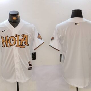 Men's New Orleans Saints Blank White Cool Base Stitched Baseball Jersey