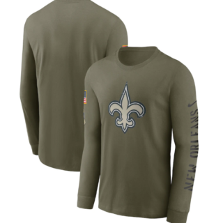Men's New Orleans Saints Olive 2022 Salute To Service Long Sleeve T-Shirt