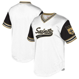Men's New Orleans Saints White Black Mitchell & Ness T-Shirt