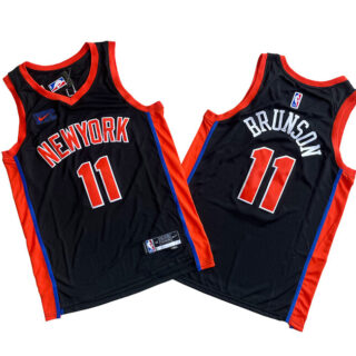 Men's New Yok Knicks #11 Jalen Brunson Black Stitched Basketball Jersey