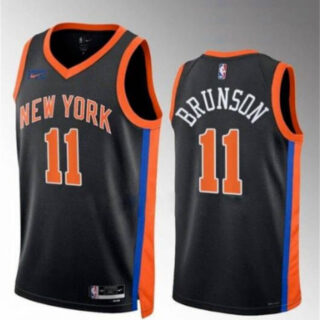Men's New Yok Knicks #11 Jalen Brunson Black Stitched Basketball Jersey