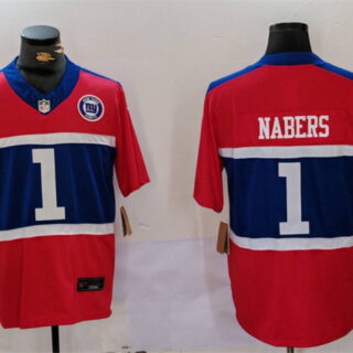 Men's New York Giants #1 Malik Nabers Red 2024 F.U.S.E. With Patch Vapor Untouchable Limited Stitched Jersey