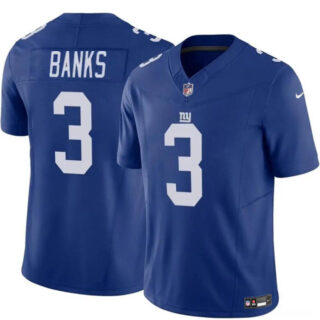 Men's New York Giants #3 Deonte Banks Blue 2023 F.U.S.E. Vapor Untouchable Limited Stitched Jersey