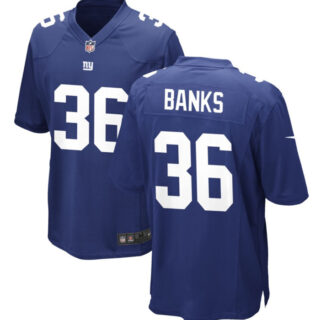 Men's New York Giants #36 Deonte Banks Blue 2023 Draft Stitched Game Jersey
