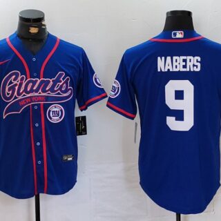 Men's New York Giants #9 Malik Nabers Royal With Patch Cool Base Stitched Baseball Jerseys