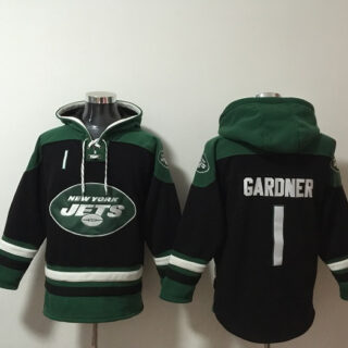Men's New York Jets #1 Ahmad Gardner Black Ageless Must-Have Lace-Up Pullover Hoodie