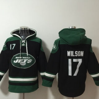 Men's New York Jets #17 Garrett Wilson Black Ageless Must-Have Lace-Up Pullover Hoodie