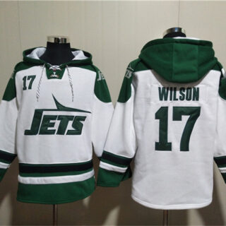 Men's New York Jets #17 Garrett Wilson White Ageless Must-Have Lace-Up Pullover Hoodie