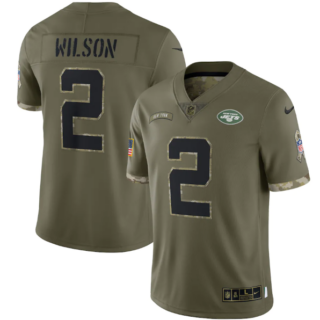 Men's New York Jets #2 Zach Wilson Olive 2022 Salute To Service Limited Stitched Jersey