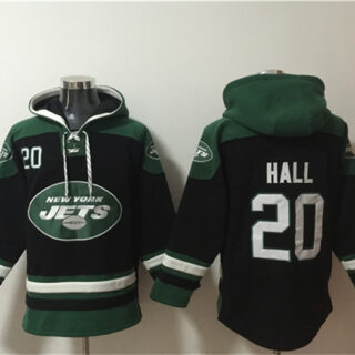 Men's New York Jets #20 Breece Hall Black Ageless Must-Have Lace-Up Pullover Hoodie