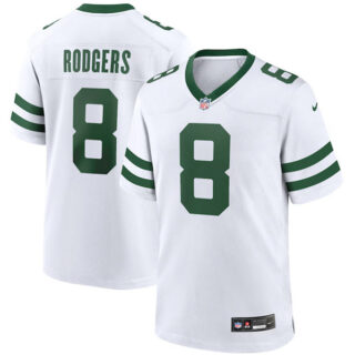 Men's New York Jets #8 Aaron Rodgers White Throwback Player Stitched Game Jersey